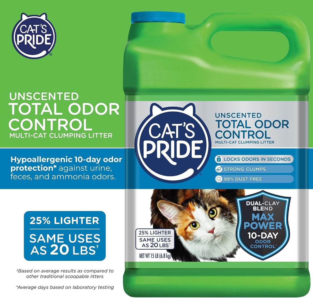 Cat's Pride Total Odor Control, Max Power - 15 pounds (Pack of 2) / Total Odor Control Unscented - image 2