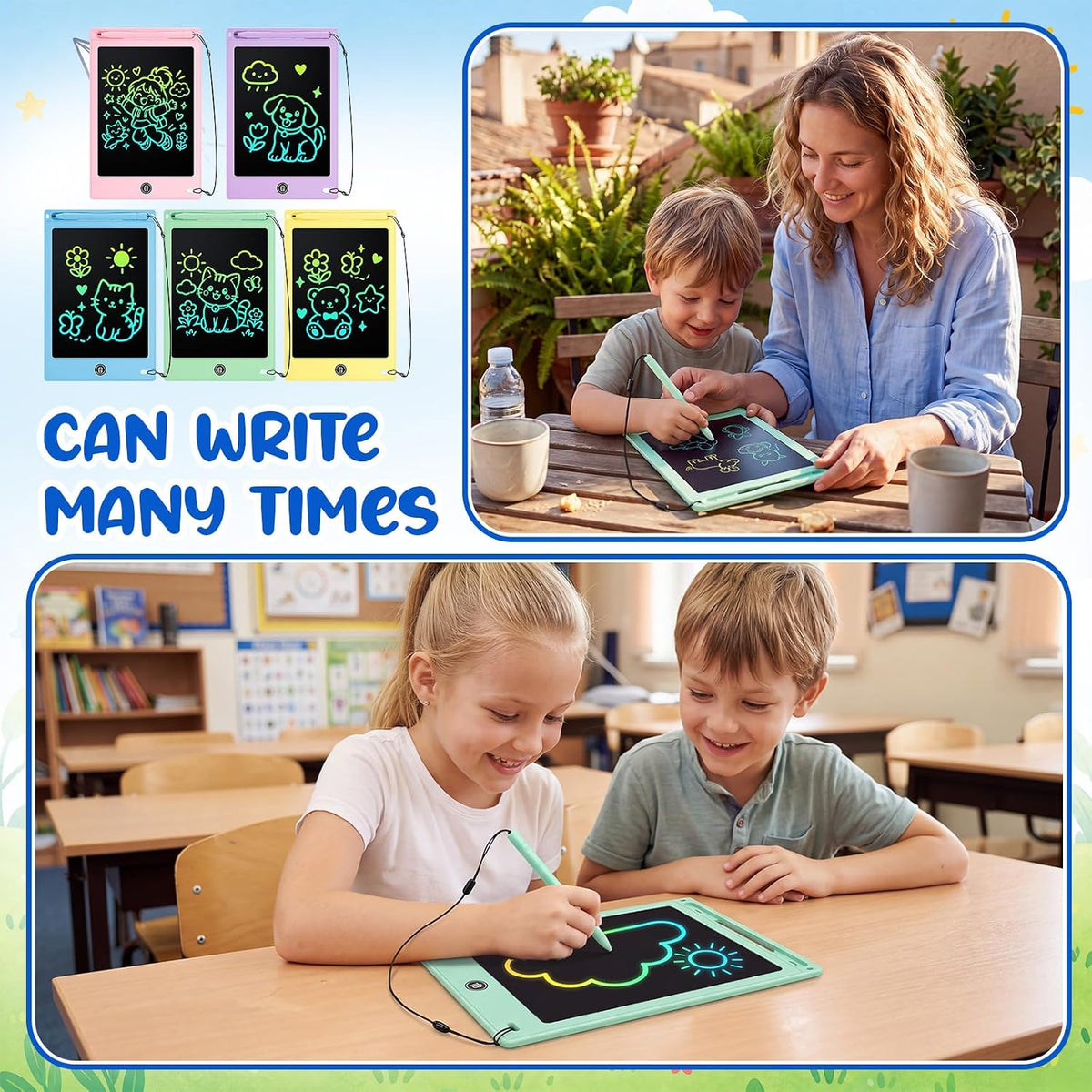 Zhehao 20 Pack 8.5 Inch LCD Writing Tablet Drawing Board - Pastel / Stylish - image 4