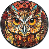 Lygond Metal Sign Tin Sign Circular Stained Glass Owl Metal Garden Signs for Garden 12×12 Inches