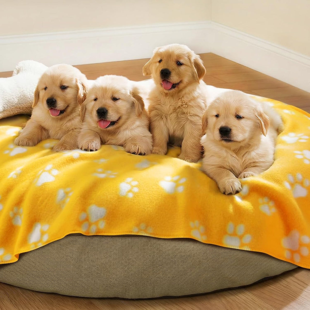 LINENLUX Fleece Dog Blankets 6-Pack - Yellow / 31x24 inch (Pack of 6) - image 2