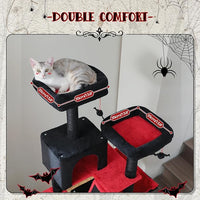 PAWZ Road 70 Inch Cat Tower, Gothic Cat Tree with 2 Cozy Condos, 2 Plush Perch, Large Basket, 2 Scraching Pad & 6 Scraching Posts for Indoor Cats Large Adult