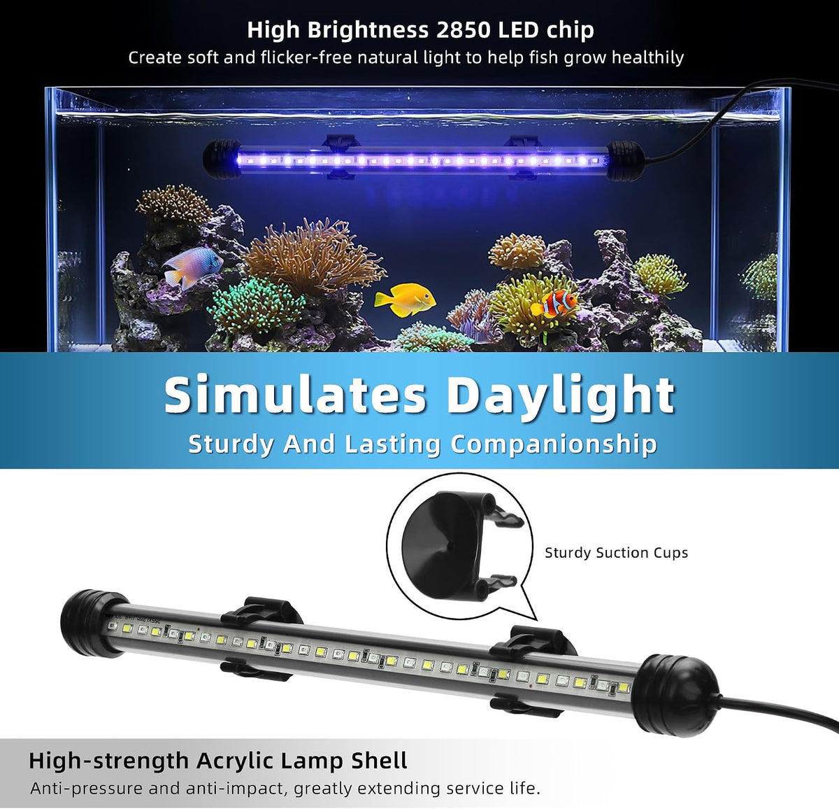 LED Submersible Aquarium Light 4W Underwater Fish Tank Light - NVL-02 (11in 6w) - image 3