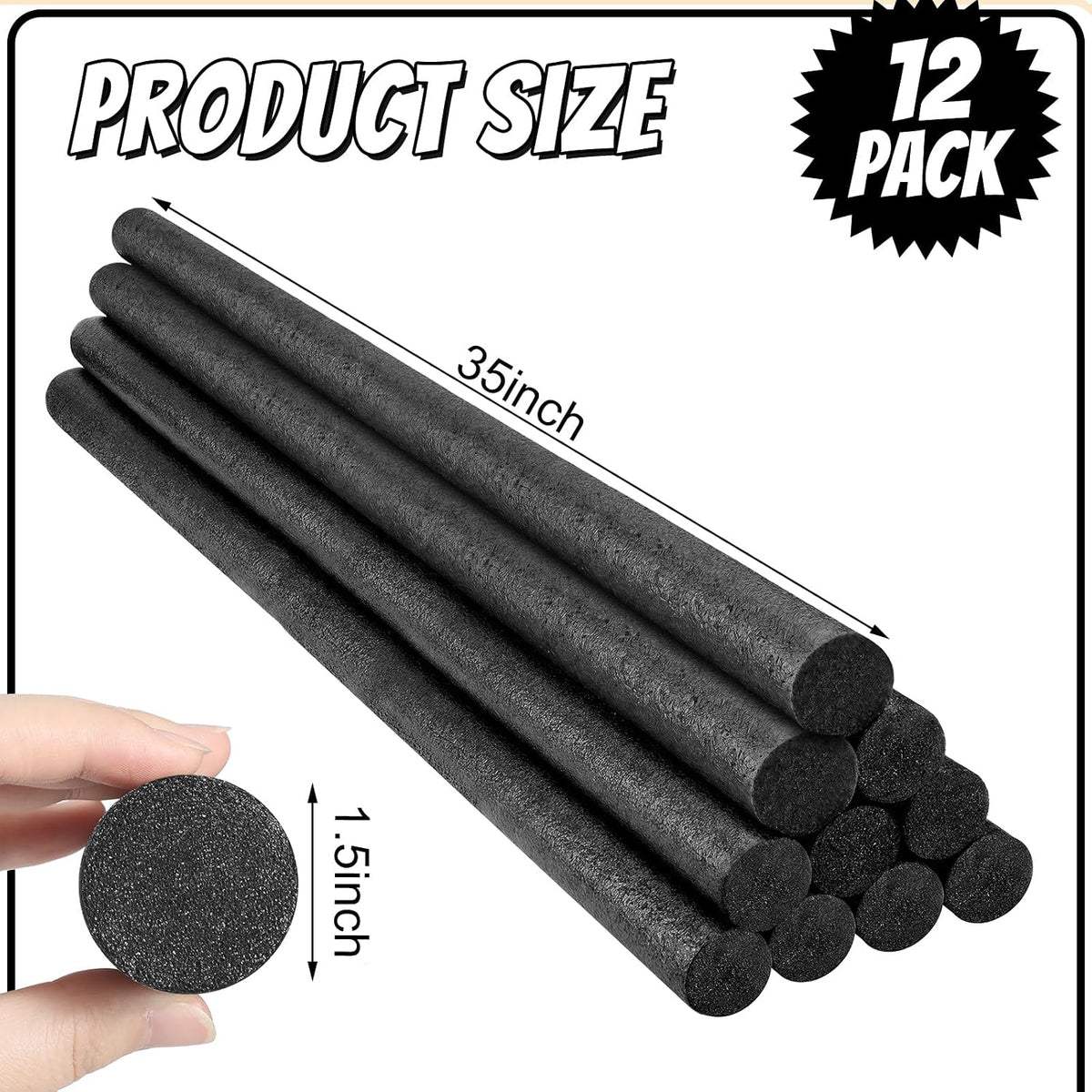 Kathfly 12 pack solid foam pool noodles, 1.5 x 35 inch, white - view 16