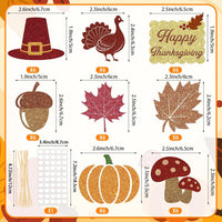 Adecortalk fall cupcake toppers, 48 glitter pumpkin, leaf and turkey picks in 8 designs - view 38