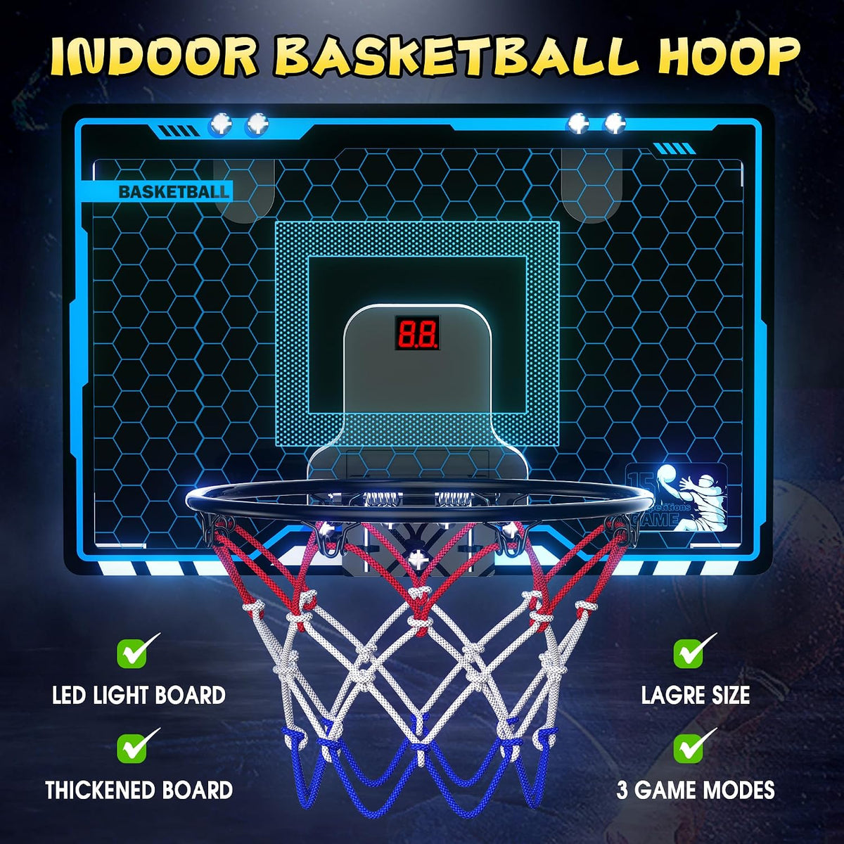 Indoor Basketball Hoop with Auto Scoring - LED Basketball Hoop & Scoreboard - image 4