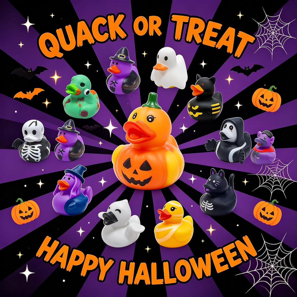 Holydeck 27-piece Halloween rubber ducks in 17 spooky styles with gift cards - view 6
