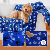 Dog Blanket Paw Bone Pattern 1 Pack 2 Super Soft Warm Flannel Sofa - 80*60 inch (Pack of 1) / Blue|paw Bone - image 3