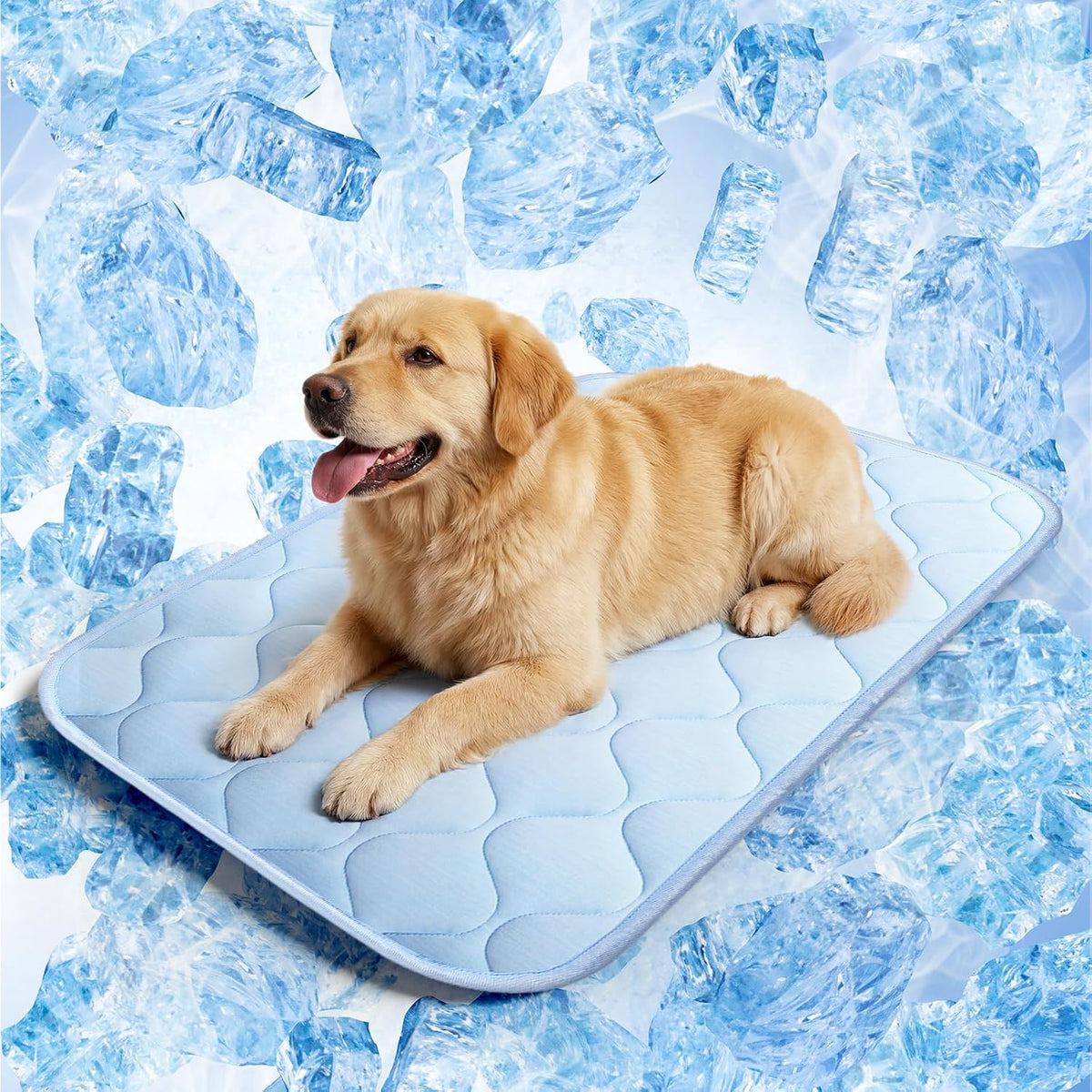 Dog Cooling Mat for Large Dogs - Ice Blue Wave Stitching / Large - image 2