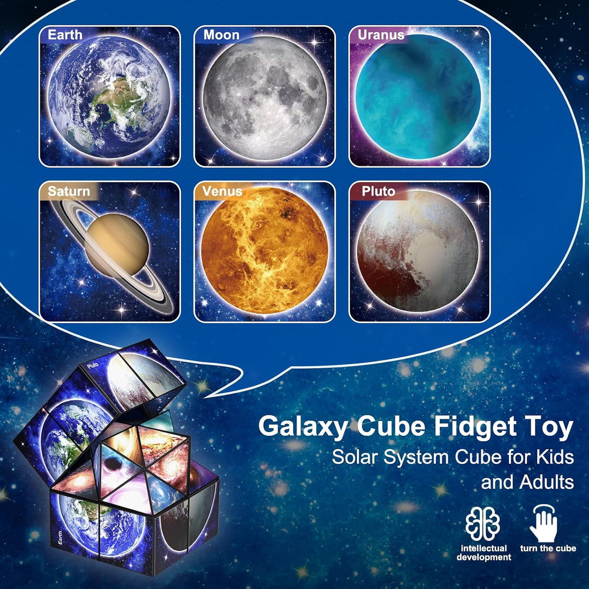Euclidean Cube Fidget Toys for Kids 2 in 1 Star Cube Magic Cube - Starry Sky - image 4
