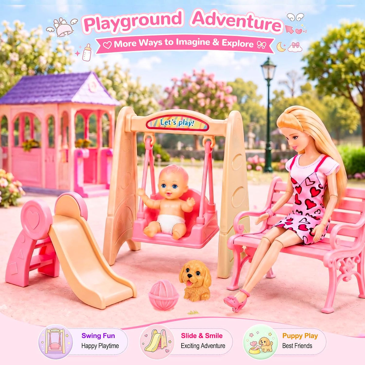TQRAZ 76 Pcs Doll Car Playset Clothes and Accessories with 11.5 Inch - 96 pcs - image 3
