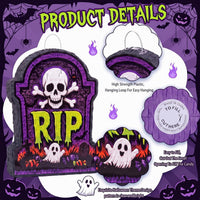Aoriher Halloween skull piñata with bat stick, blindfold and square confetti - view 16