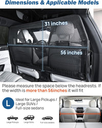 JOYTUTUS 52" Wide Dog Car Barrier with Removable Visual Window - Large 56"*31" - image 2