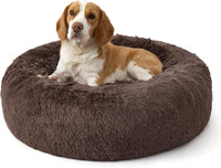 Bedsure SupportMax Calming Dog Beds Large Sized Dog Washable Pet Bed - Chestnut Brown / M(30x30x7)