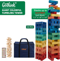GOTHINK Giant Tumble Tower Game - Colorful / XL- Up to 5.5FT - image 3