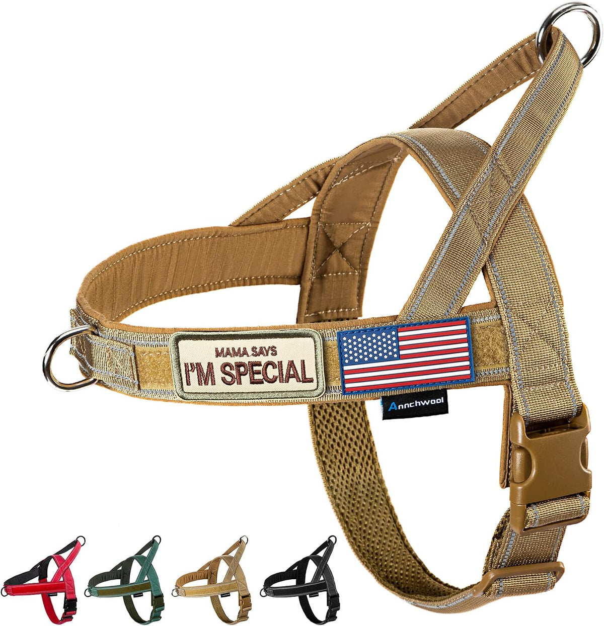 Annchwool No Pull Dog Harness with Soft Padded Handle - M / Brown