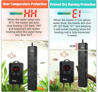 hygger Aquarium Heater 200W,Submersible Fish Tank Heater with Digital LED Controller,Overheating & Auto Shut Off Protection,Betta Turtel Tank Heater,for Saltwater & Freshwater Fish Tank 20-55Gallon