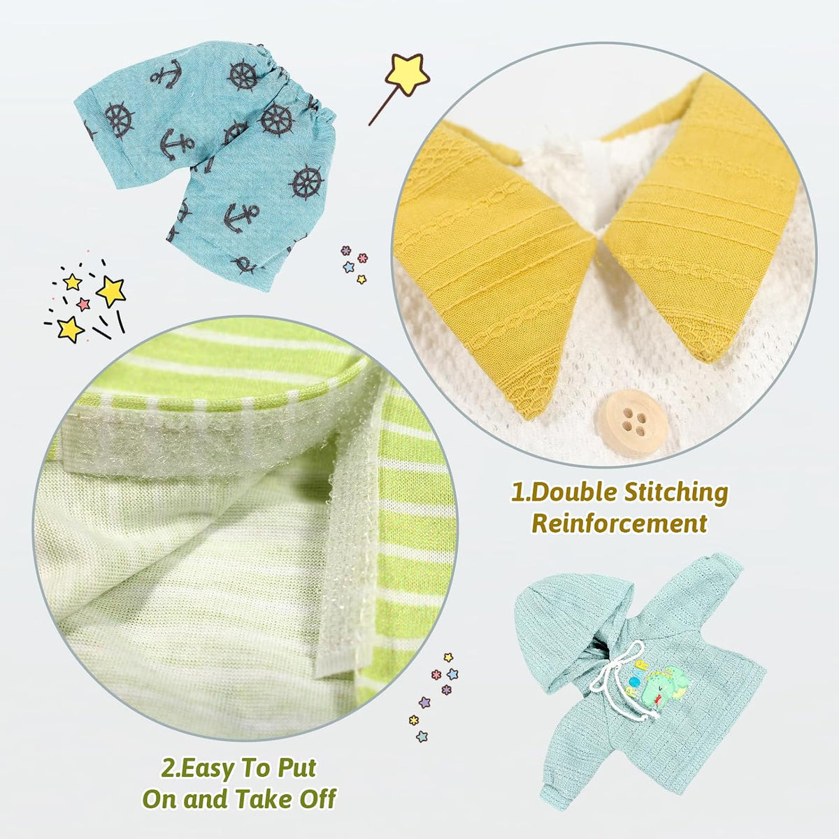 fromeasy Baby Dolls Clothes Boy for 12-16 Inch Dolls - image 2