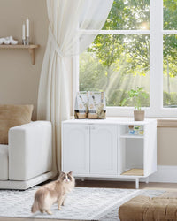 Hzuaneri Cat Litter Box Enclosure - White / 31.4"L x 19.6"W x 24"H - image 2