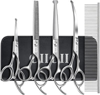 Dog Grooming Scissors Kit - 7 Inch / Silver Dog Grooming Scissors