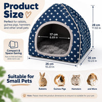 Washable guinea pig bed hideout cave with removable cushion, 10.23 inches square - view 2