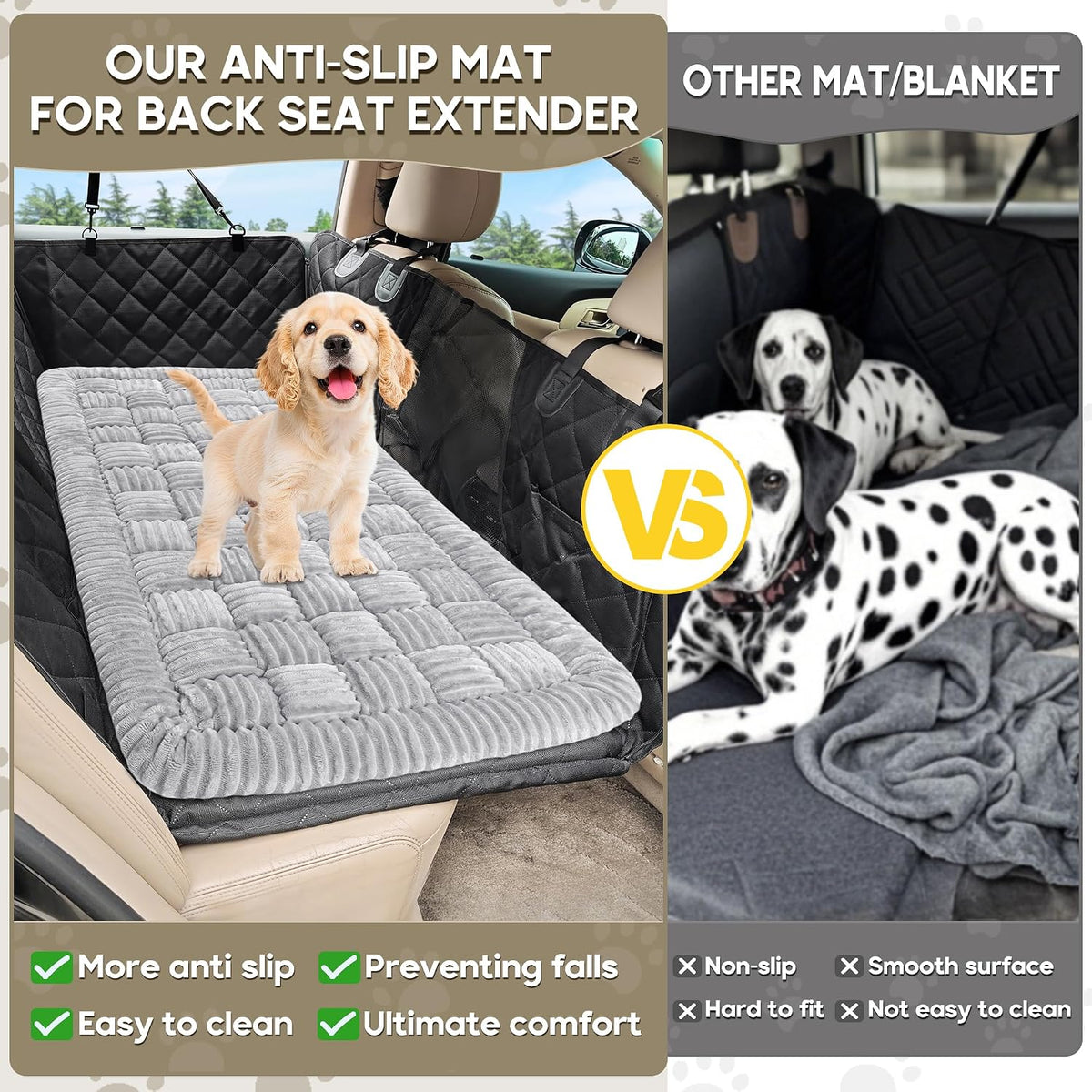 Dog Car Bed Mat Non-Slip Backseat Extender Dog Bed 50" x24.6" – Essentials for Dogs - Light Gray / For Cars/ SUV/ Small Truck (50"×24.6") - image 4