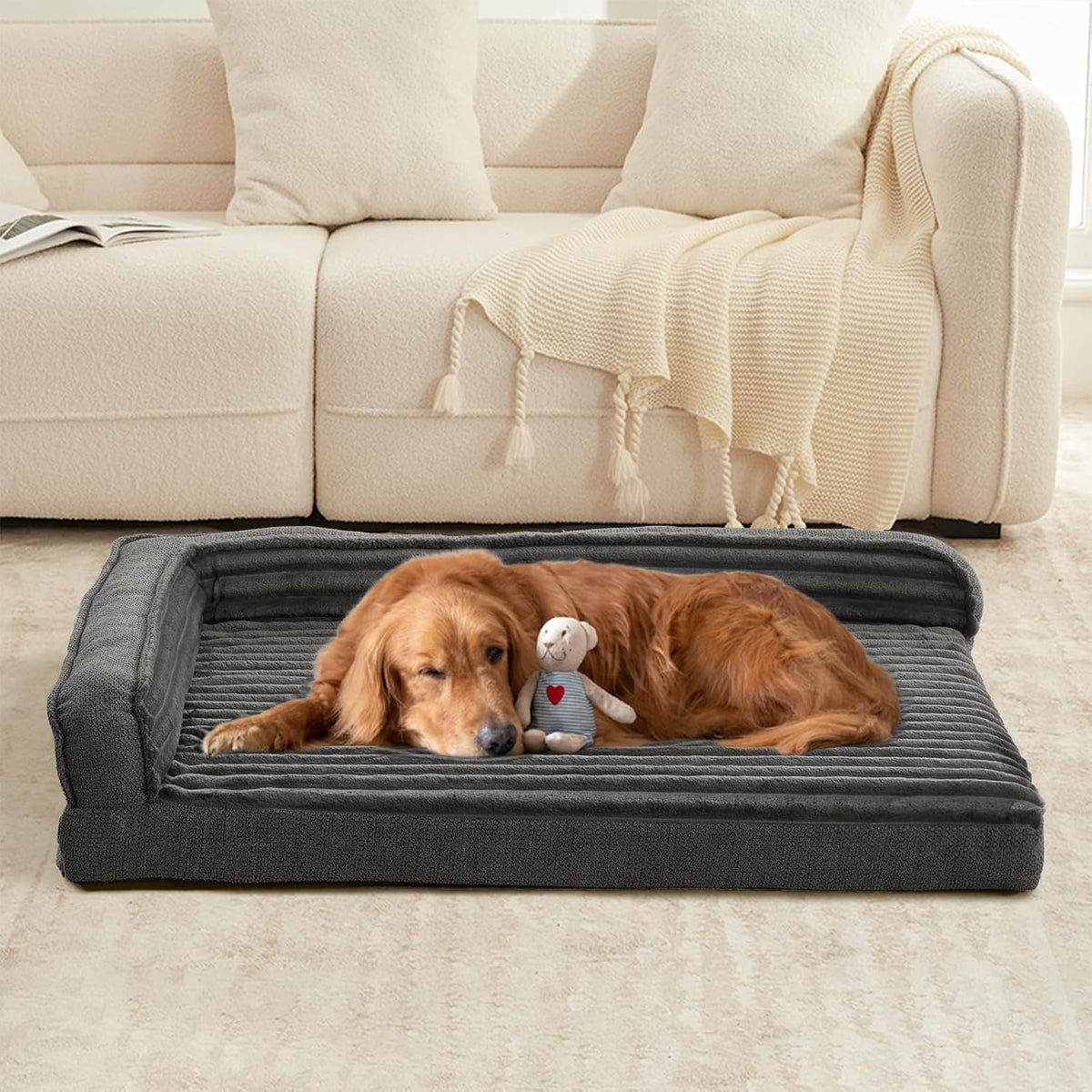 Orthopedic Dog Bed for Large Dogs - 46"L x 30"W x 8"Th / Dark Gray - image 3