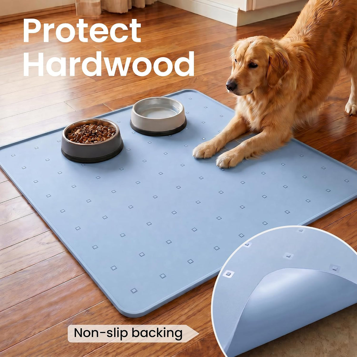 Silicone Pet Food Mat, Extra Large 34x22 Inch - Blue / 26"L x 26"W - image 4