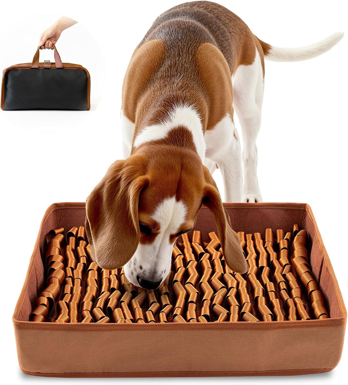 FunFurry Snuffle Mat for Dogs, Dog Puzzle Mat - Brown / 14" X 12"-Portable