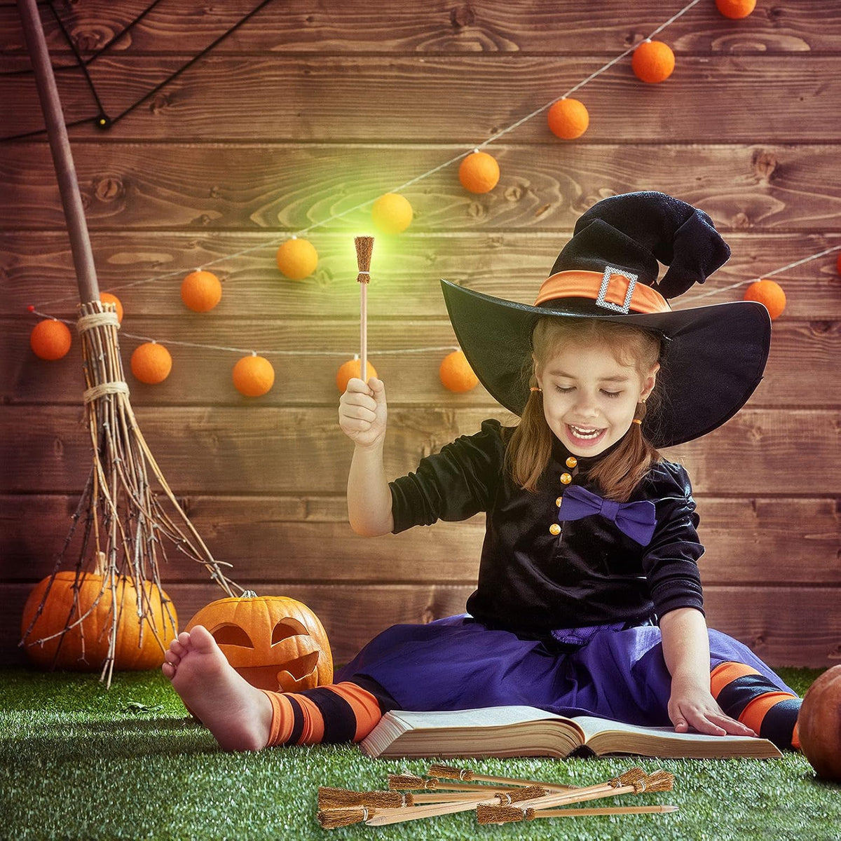 Zonon 12 witch broom pencils for Halloween party favors - view 4