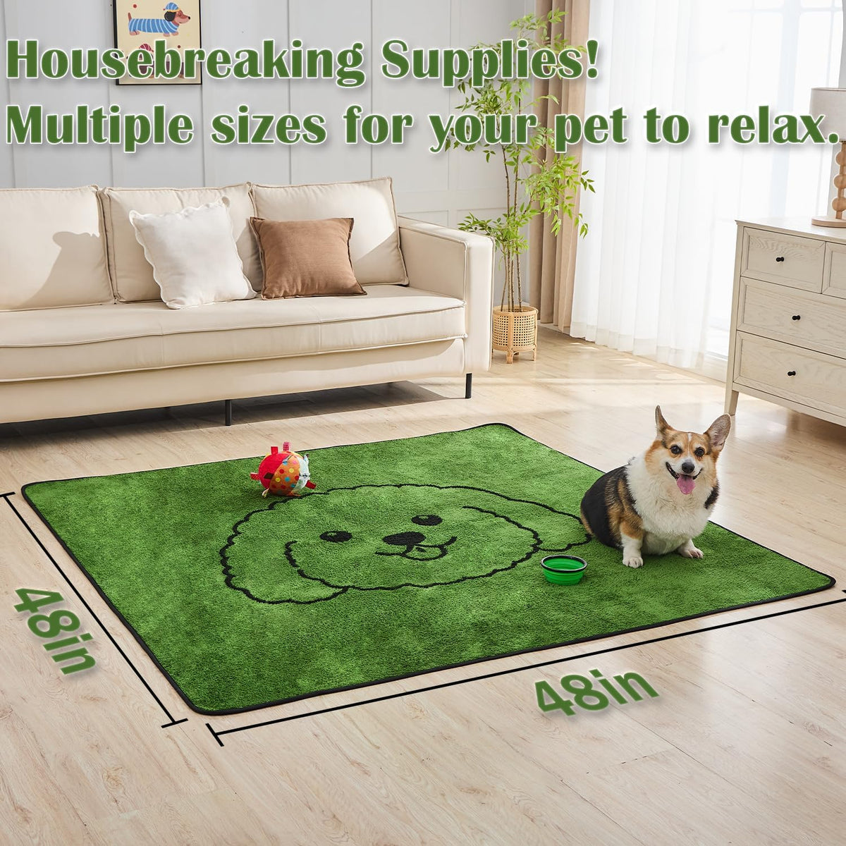 Reusable Puppy Pads, Washable Pee Pads for Dogs 18" x 24" 2 Pack - Polyester / 48"x48"(Pack of 2) - image 2