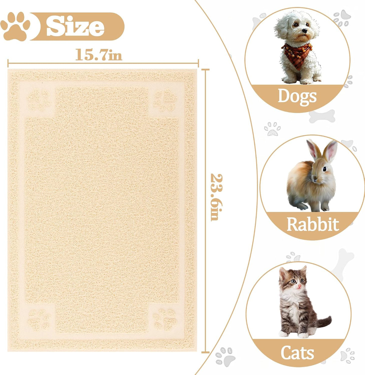 Darkyazi Pet Feeding Mat Large for Dogs and Cats - Beige - image 2
