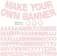BEISHIDA 116 PCS A-Z DIY Letter Custom Banner Birthday Party Decor – Fun for Kids & Family - Glitter Light Pink