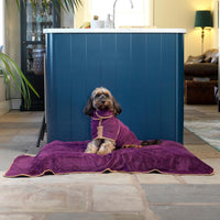 Lucky Pooch Dog Robe, Luxurious Dog Bathrobe - XL / Plum - image 2