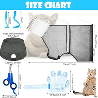 Patelai 5 Pcs Cat Bathing Bag Set Cat Grooming Bag Adjustable Pet Shower Net Muzzles Nail Clipper Tick Remover Tool Massage Brush(Grey-White)