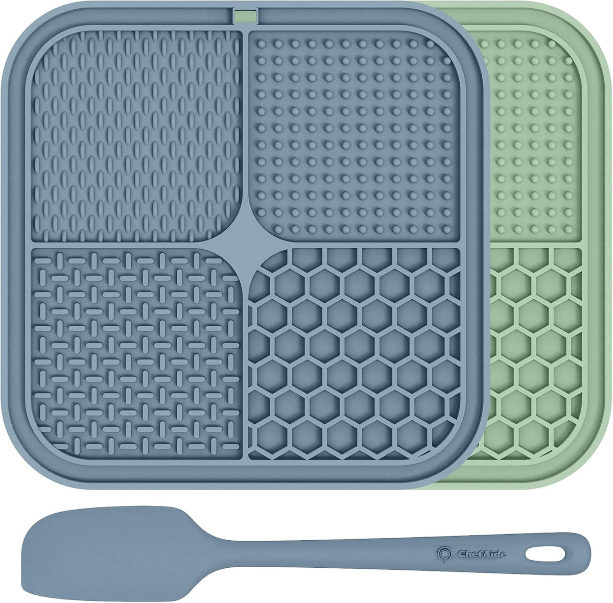 ChefAide 2 Pack Lick Mat for Dogs - Green & Blue