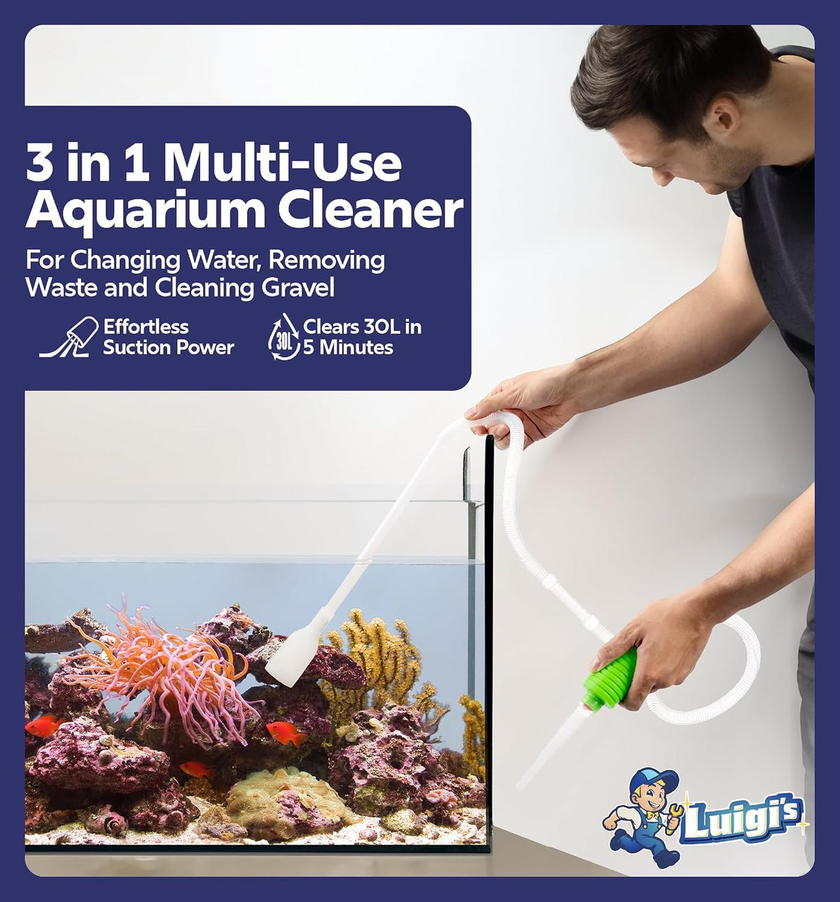 Luigi's Fish Tank Cleaner, Turtle Tank Accessories - image 2