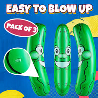 Bedwina giant 36 inch green inflatable pickle with smiling face - view 3
