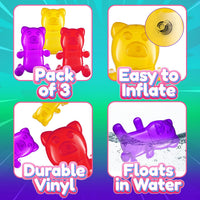 Bedwina inflatable gummy bears, six 24 inch transparent vinyl bears in bright candy colors - view 3