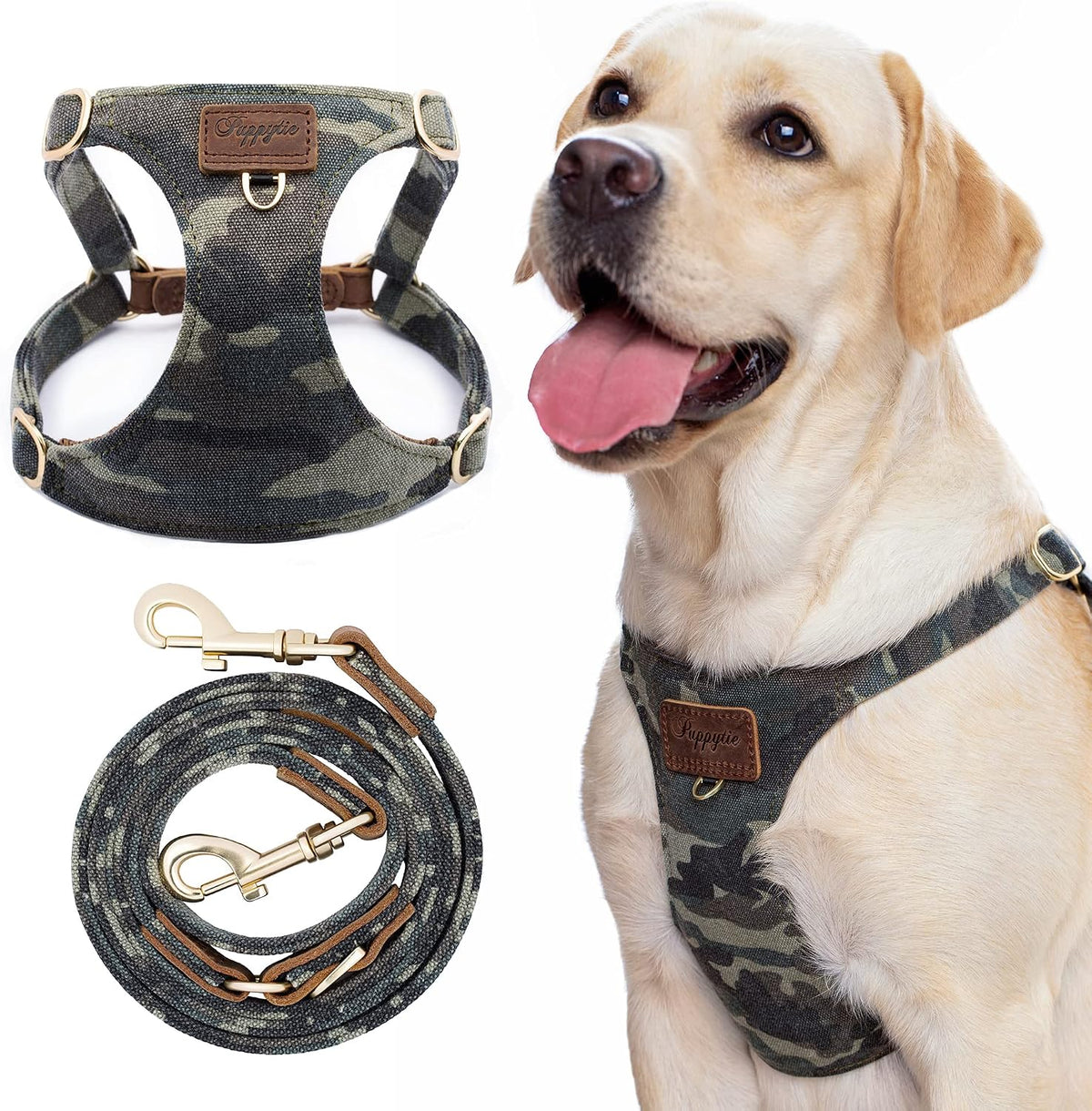 Puppytie XS Dog Harness and Leash Set, Denim Brown, XS – Essentials for Dogs - Slim Large-Green / L