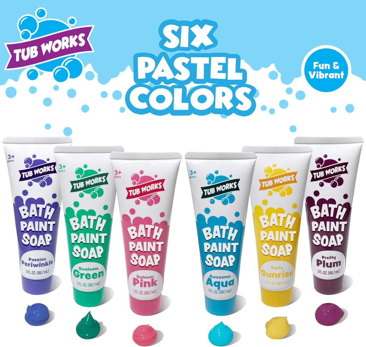 Tub Works Bath Paint Soap Bath Toy, Classic 6 Pack, Non-Toxic - Pastel - image 2