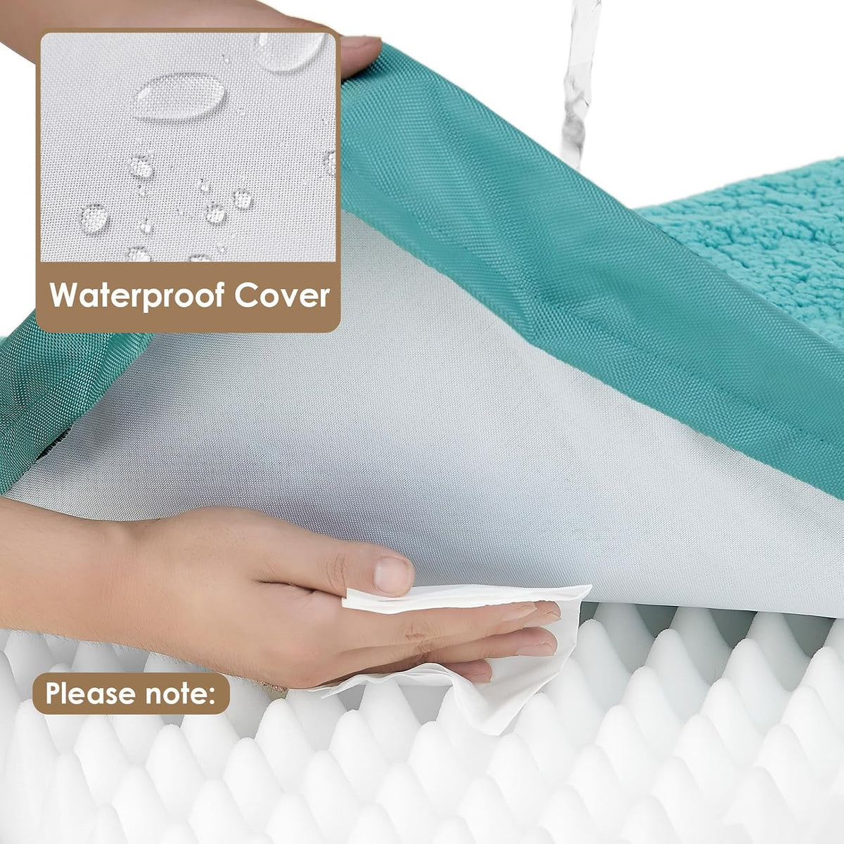 EHEYCIGA Orthopedic Dog Bed Large with Removable Washable Cover - 30*20*3.5 inches / Turquoise Blue - image 2
