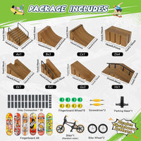 RNGODO 14-in-1 fingerboard skatepark set with ramps, rails, 8 finger skateboards and finger bike - view 12