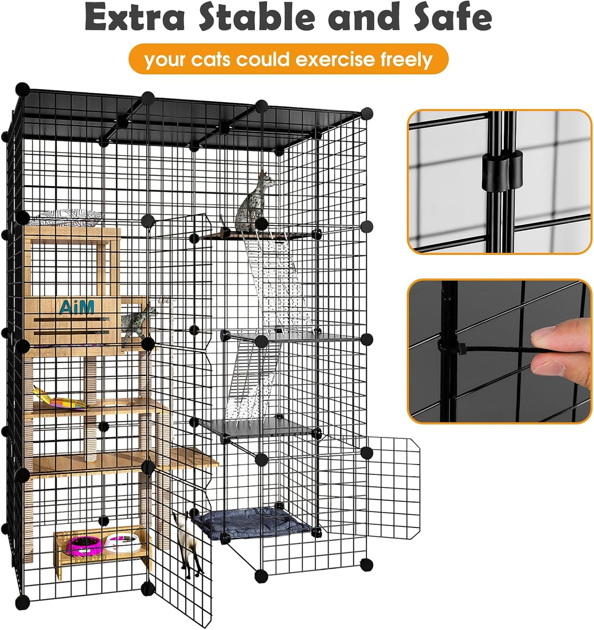 Cat Large Enclosure, DIY Catio Ideal for 1-3 Cats - 41.0"L x 28.0"W x 55.0"H - image 3