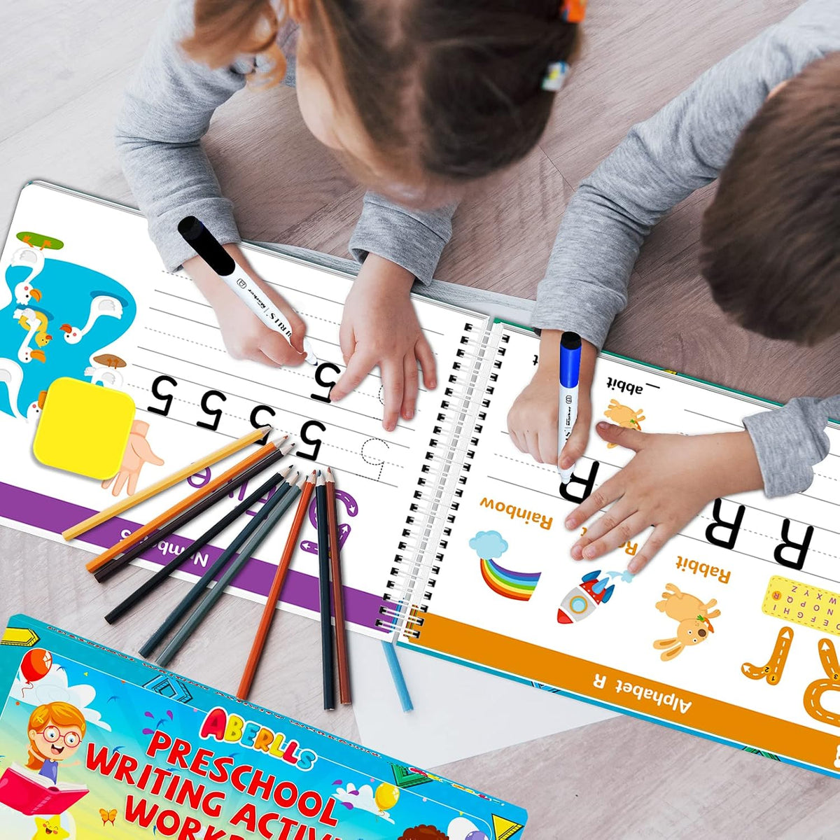 ABERLLS preschool workbook for ages 3-5 with ABC, number and tracing activities - view 3