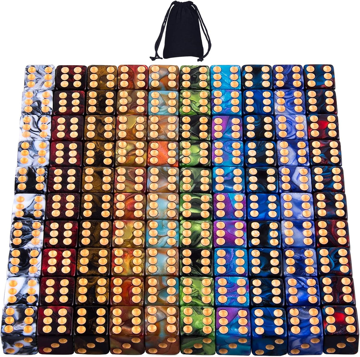 AUSTOR 100 Pcs 6 Sided Game Dice Set - 100 Pieces Square H