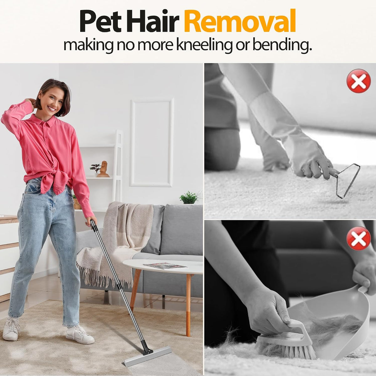 Carpet Rake for Pet Hair Removal Tool - Black - image 4