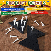 Zhanmai 3 Sets Wooden Triangle Peg Travel Game - White Peg Black Board / 10 - image 3