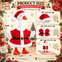 7inch Desk Goose Outfits, Mini Desktop Goose Clothes with Sunglasses & Necklaces, Brown Leopard - Christmas Santa / 7 Inch - image 2