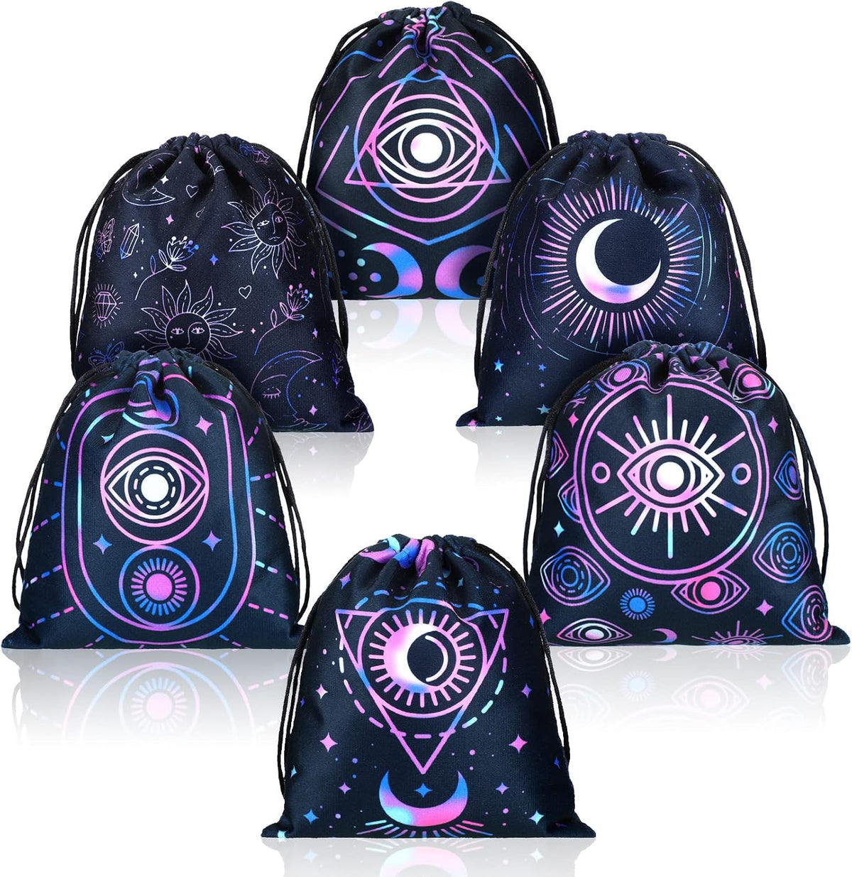 Shappy 6 Pcs Velvet Drawstring Pouches for Tarot Cards Dice - Elegant Style