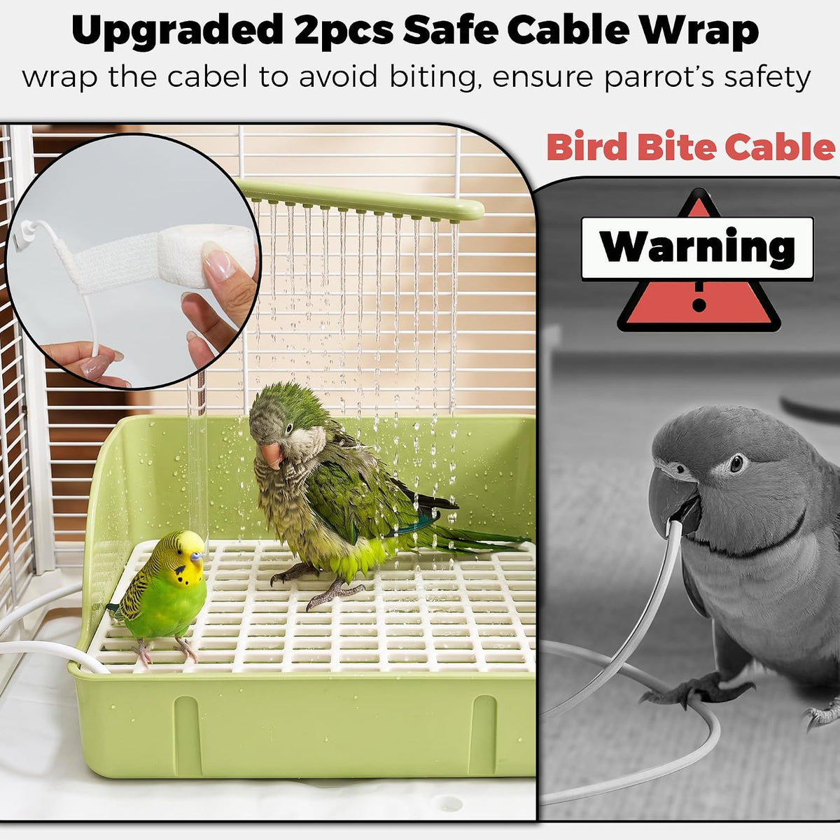 Automatic Parakeet Bird Bath with Pump - Green with Control Valve - image 3